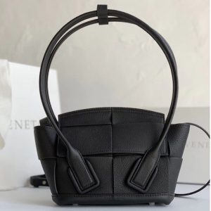 Replica Bottega Veneta 600606 BV Mini Arco Top-handle Bag In Black Calfskin Leather