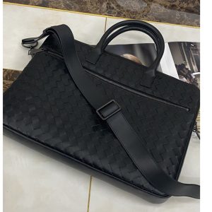 Replica Bottega Veneta 603441 Briefcase bag IN Black Intrecciato Leather