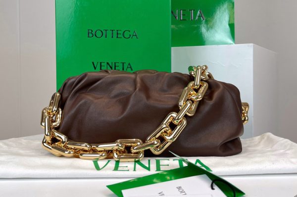 Replica Bottega Veneta 620230 Chain Pouch Shoulder Bag in Wine Lambskin Leather With Gold Chain