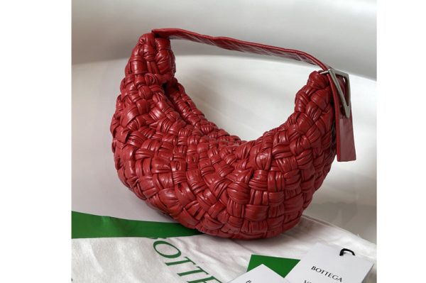 Replica Bottega Veneta 620917 Banana Hobo bag in Dark Red handwoven Calfskin leather