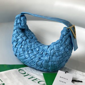 Replica Bottega Veneta 620917 Banana Hobo bag in Light Blue handwoven Calfskin leather