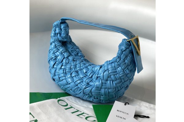 Replica Bottega Veneta 620917 Banana Hobo bag in Light Blue handwoven Calfskin leather