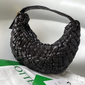 Replica Bottega Veneta 620917 Banana Hobo bag in Black handwoven Calfskin leather