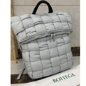 Replica Bottega Veneta 628955 Fold-top padded backpack in Gray nylon