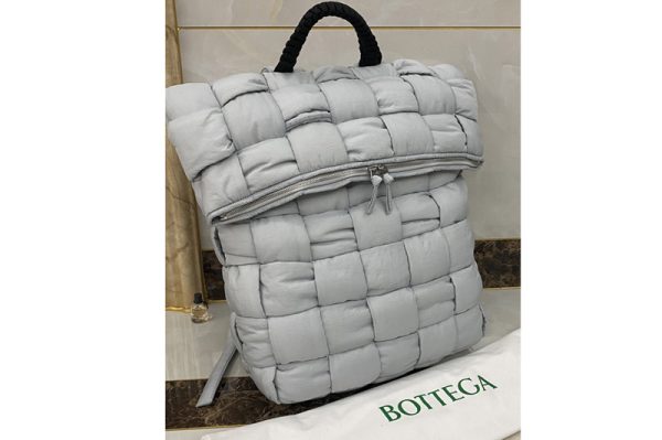 Replica Bottega Veneta 628955 Fold-top padded backpack in Gray nylon