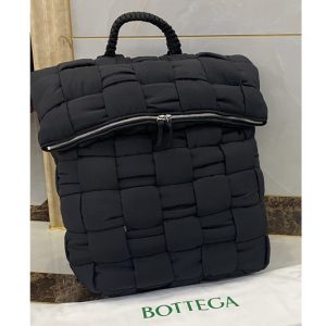 Replica Bottega Veneta 628955 Fold-top padded backpack in Black nylon