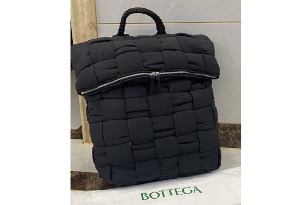 Replica Bottega Veneta 628955 Fold-top padded backpack in Black nylon