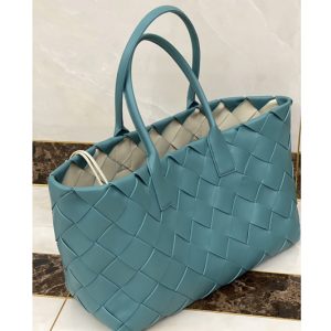 Replica Bottega Veneta 630817 Tote Bag in Blue/White Intrecciato Nappa leather