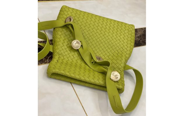 Replica Bottega Veneta 642637 Fold Cross-body bag in Green Intrecciato Nappa leather