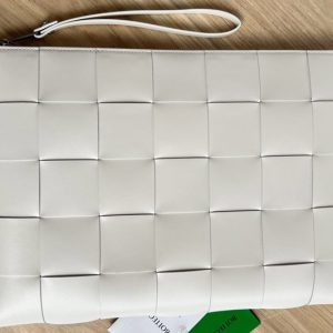 Replica Bottega Veneta 649616 Men Pouch in White intreccio leather