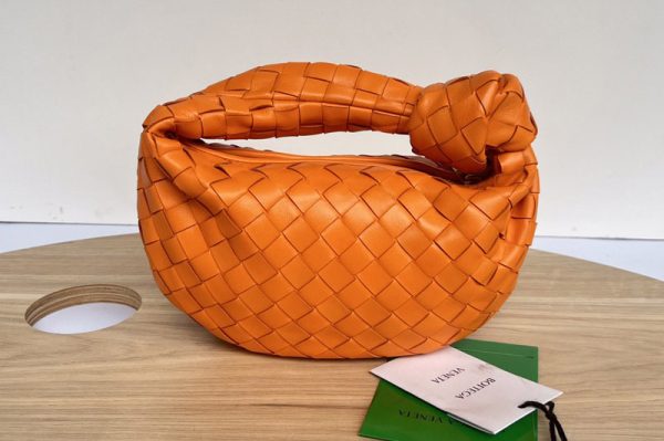 Replica Bottega Veneta 651876 Mini Jodie boho bag in Orange Intrecciato Nappa leather