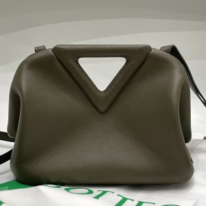 Replica Bottega Veneta 658476 Point Leather top handle bag in Green Calf Leather