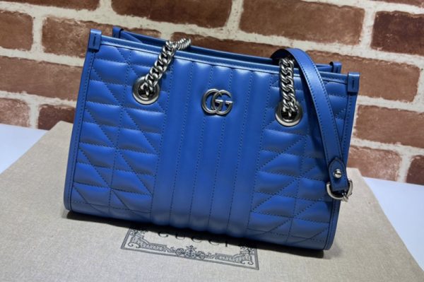 Replica Gucci 681483 GG Marmont Small Tote bag in Blue matelasse leather