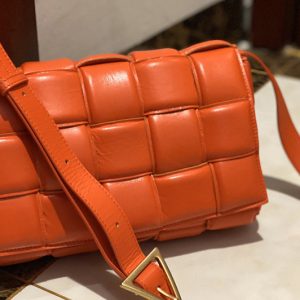 Replica Bottega Veneta 591970 padded cassette bag in Orange Lambskin Leather