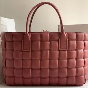 Replica Bottega Veneta Maxi Intreccio Big Tote Bag in Bordeaux Lambskin leather