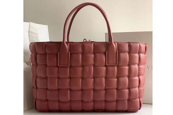 Replica Bottega Veneta Maxi Intreccio Big Tote Bag in Bordeaux Lambskin leather