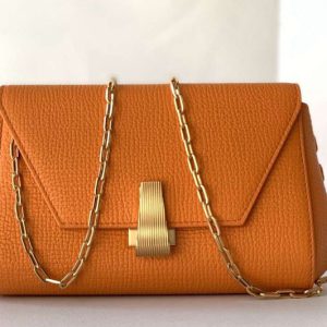 Replica Bottega Veneta 608798 Mini BV Angle Shoulder Bags in Orange grainy textured calfskin