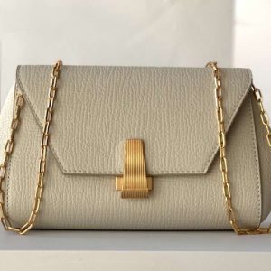 Replica Bottega Veneta 608798 Mini BV Angle Shoulder Bags in Beige grainy textured calfskin