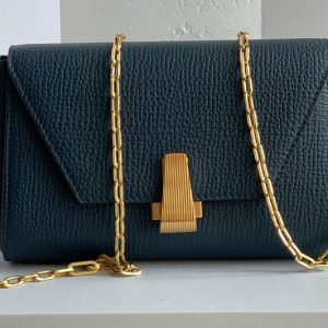 Replica Bottega Veneta 608798 Mini BV Angle Shoulder Bags in Navy Blue grainy textured calfskin