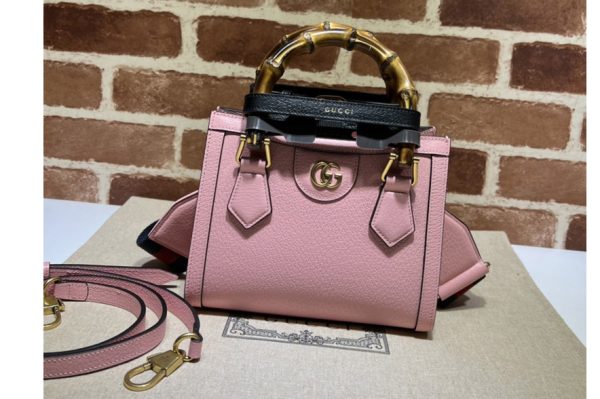 Replica Gucci 702732 Gucci Diana mini tote bag in Pink leather