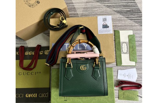 Replica Gucci 702732 Gucci Diana mini tote bag in Green leather