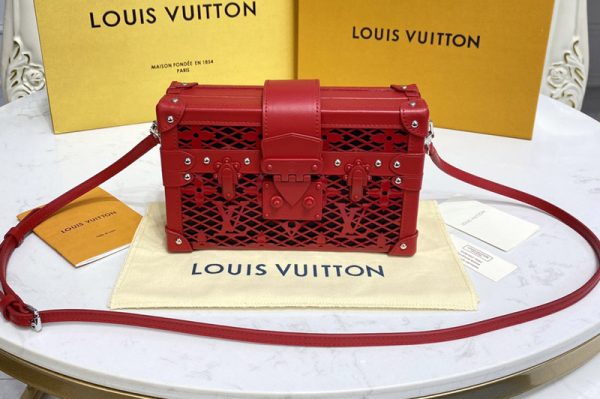 Replica Louis Vuitton M20354 LV Petite Malle handbag in Red Patent calfskin