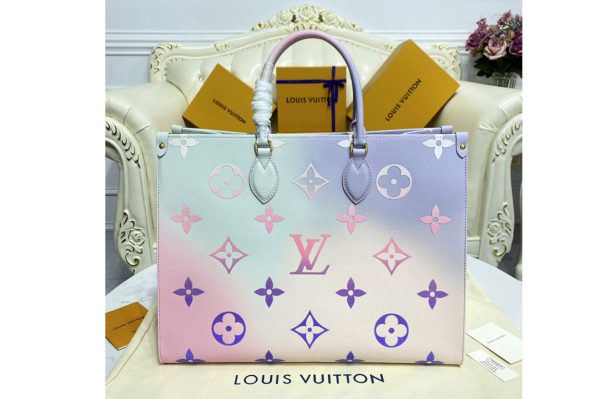 Replica Louis Vuitton M46076 LV OnTheGo GM tote bag in Sunrise Pastel Monogram coated canvas