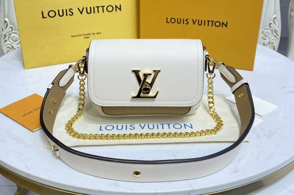 Replica Louis Vuitton M59733 LV Lockme Tender cross-body bag in white calf leather