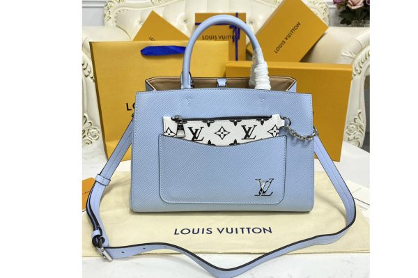 Replica Louis Vuitton M59953 LV Marelle Tote MM bag in Blue Epi leather