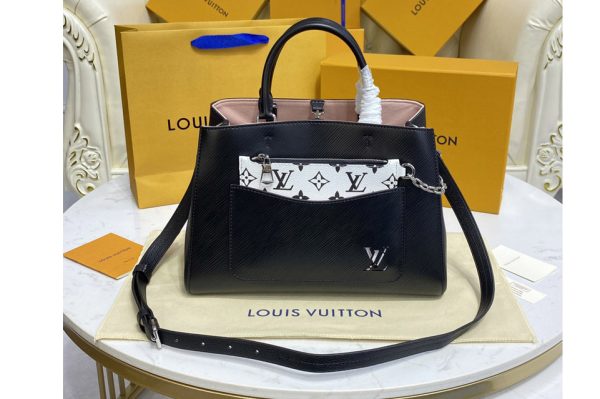 Replica Louis Vuitton M59954 LV Marelle Tote MM bag in Black Epi leather