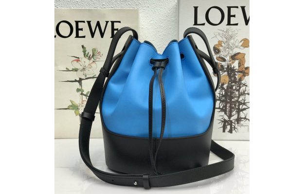 Replica Loewe Small Balloon bag in Blue/Black nappa and calfskin