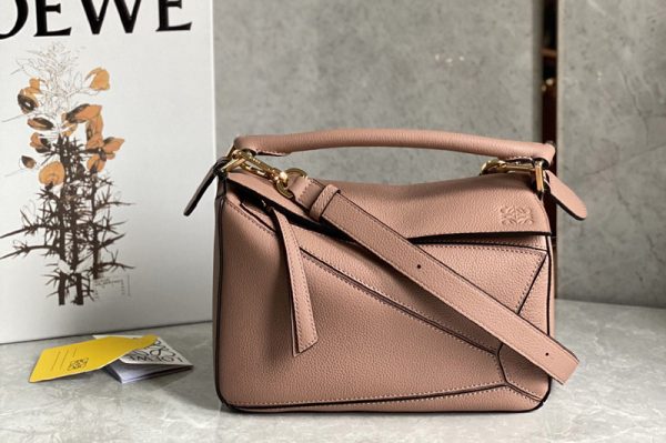 Replica Loewe Small Puzzle bag in pink classic calfskin