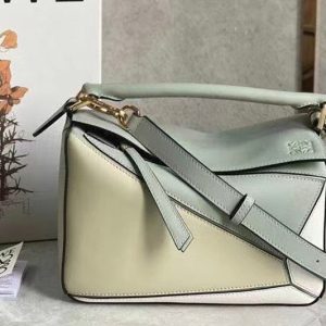 Replica Loewe Small Puzzle bag in Ash Grey/Marble Green classic calfskin