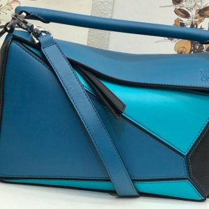 Replica Loewe Small Puzzle bag in Blue/Light Blue/Black classic calfskin