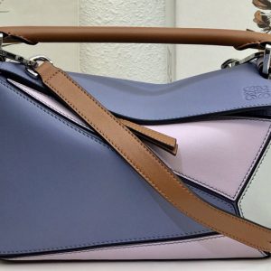 Replica Loewe Small Puzzle bag in Blue/Pink/White classic calfskin