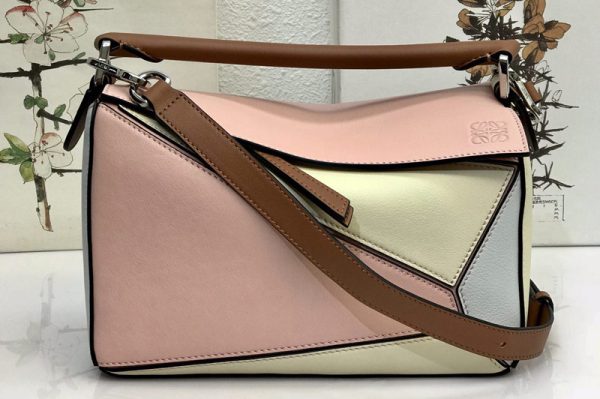 Replica Loewe Small Puzzle bag in Pink/Blue/Cream classic calfskin