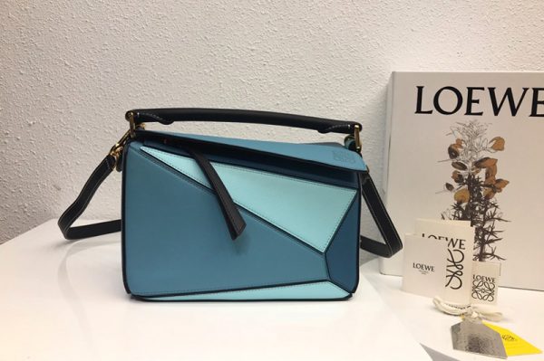 Replica Loewe Small Puzzle bag in Blue/Light Blue classic calfskin