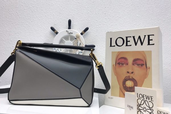 Replica Loewe Small Puzzle bag in Blue/Grey/White classic calfskin