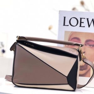 Replica Loewe Small Puzzle bag in Grey/Pink/Black classic calfskin