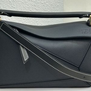 Replica Loewe Small Puzzle bag in Black classic calfskin