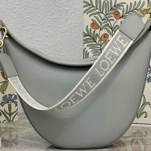 Replica Loewe Luna bag in Gray satin calfskin and jacquard