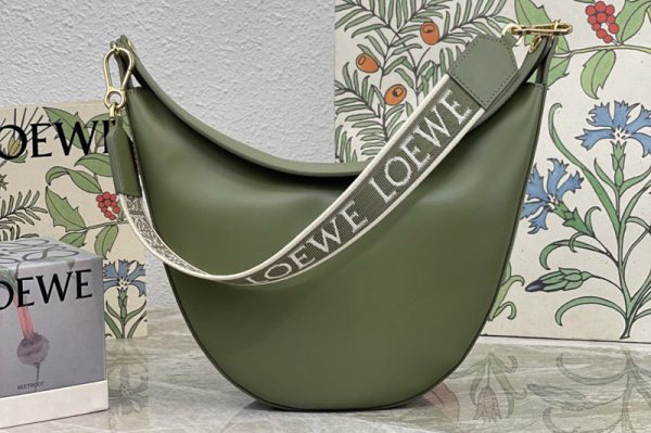 Replica Loewe Luna bag in Green satin calfskin and jacquard