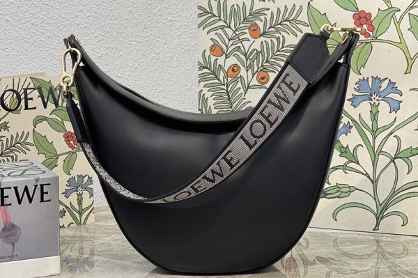 Replica Loewe Luna bag in Black satin calfskin and jacquard