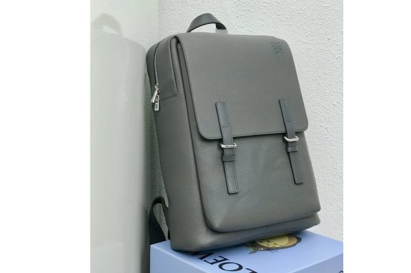 Replica Loewe 10266 Military Backpack in Gray soft grained calfskin