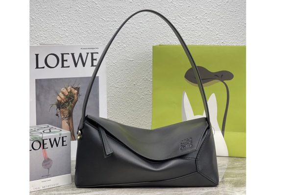 Replica Loewe Puzzle Hobo bag in Black nappa calfskin