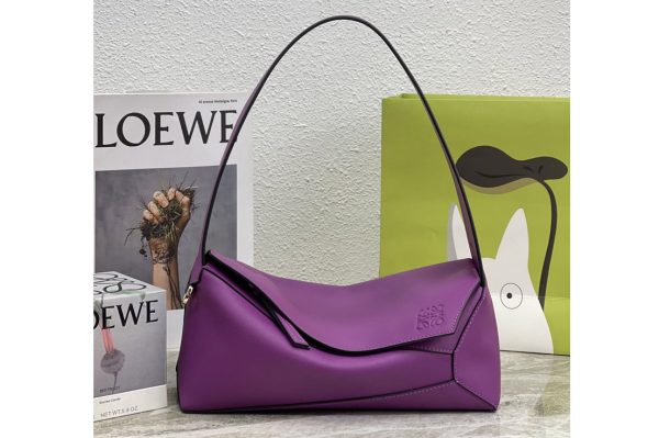 Replica Loewe Puzzle Hobo bag in Purple nappa calfskin