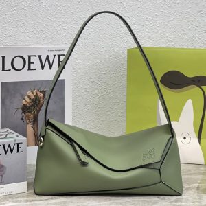 Replica Loewe Puzzle Hobo bag in Green nappa calfskin