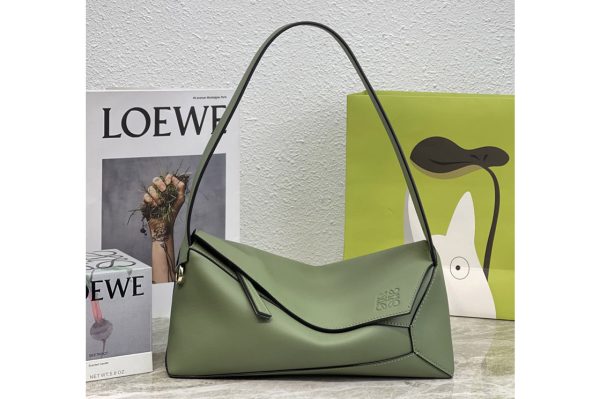 Replica Loewe Puzzle Hobo bag in Green nappa calfskin