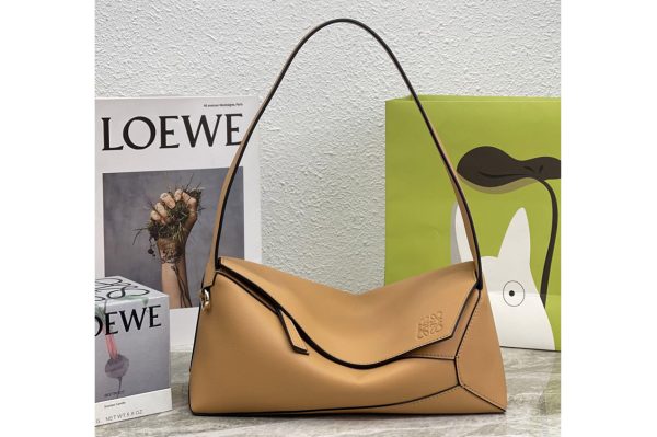 Replica Loewe Puzzle Hobo bag in Tan nappa calfskin