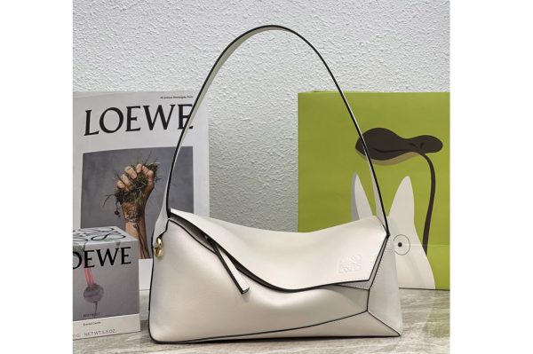 Replica Loewe Puzzle Hobo bag in White nappa calfskin